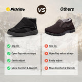 FitVille Diabetic Shoes for Women Wide Width Warm Slip-on Swollen Feet Shoes Boots Lightweight Adjustable Closure Walking Shoes for Elderly Foot Pain Relief Neuropathy (9.5 X-Wide,Black)