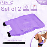 REVIX Knee Ice Pack for Injuries Reusable Gel Knee Ice Wrap for Arthritis, Meniscus and Chronic Knee Pain Relief, Soft Plush Cover and Hands-Free Application, A Set of Two