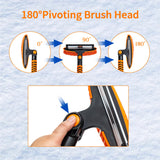 KOKKING 4 in 1 Snow Shovel Kit Extendable Snow Brush 180°Pivoting with Ice Scrapers & Snow Brushes with Foam Grip for Car, Trucks, SUVs, Vehicle (Orange)