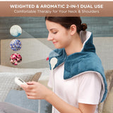 Comfytemp Aromatherapy Heating Pad for Neck and Shoulders, Large Electric Weighted Heated Neck Shoulder Wrap for Pain Relief - 9 Heat Settings & 11 Auto-Off Heat Pad, Organic Lavender & Rose, 19"x22"