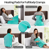 XXL Heating Pad for Back Pain & Cramps Relief - Hot Pad with 10 Heat Settings 6 Timer Auto Shut Off - 20" x 24" Heat pad - Fast Heating Moist and Dry Heat Therapy（Green） Washable