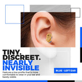 Premium Digital Hearing Amplifier - Invisible in Canal (CIC) In-Ear Mini Sound Enhancer, Near-Invisible, Noise Cancelling, Personal Sound Hearing Amplifier - Left Ear, Blue - MZ-45