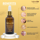 LightenUp, Skin brightening Serum | 1 Fl oz / 30 ml | for Face, Armpits, Hands, Knees and Body | with Argan Oil and Shea Butter