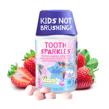 Jack N' Jill Tooth Sparkles - Tooth Cleaning Calcium Chews with Hydroxyapatite, Natural Flavors, with Xylitol, Vitamin D & Calcium, Sugar-Free - Natural Strawberry Flavor, 60 Tablets