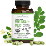 Lactation Supplement - Organic Moringa Capsules for Breastfeeding Support to Increase Breastmilk Supply (120 ct) Pure Malunggay Leaf Powder for Milk Production Booster & Postnatal Vitamins A E K 500mg