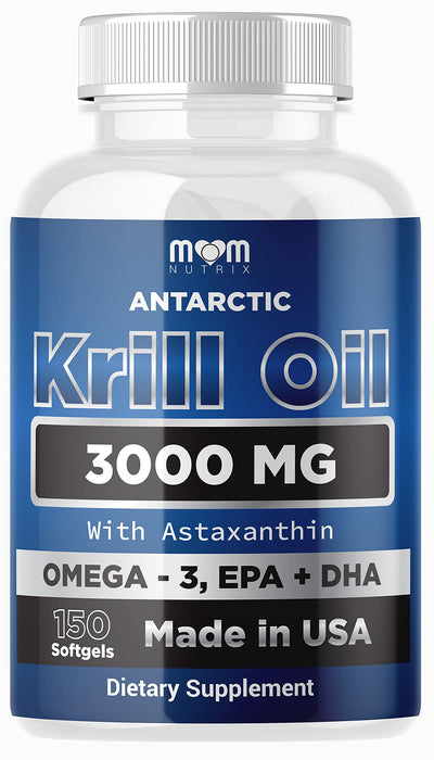 Dr. JOEL'S MOM NUTRIX Antarctic Krill Oil Supplement - 3000 mg Per Serving - 150 Softgels - High Absorption EPA, DHA, Astaxanthin & Phospholipid - No Fishy Aftertaste Like Fish Oil - Made in USA