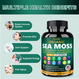 Bualle Organic Sea Moss Capsules 27,850mg with Sea Moss,Black Seed Oil,Ashwagandha,Bladderwrack,Ginger,Burdock Root for Immune System,Skin,Energy Support-USA Made (150 Capsules)