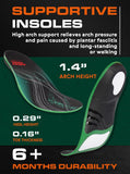 (Pro Grade) 220+ lbs Plantar Fasciitis High Arch Support Insoles Men Women - Orthotic Shoe Inserts for Arch Pain Relief - Boot Work Shoe Insole - Standing All Day Heavy Duty Support (M, Green)