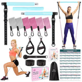 Pilates Bar Kit with Resistance Bands, Multifunctional Yoga Pilates Bar with Heavy-Duty Metal Adjustment Buckle, Portable Home Gym Pilates Resistance Bar for Women Full Body Workouts(20-150LBS)-Blue