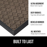 Gorilla Grip 100% Waterproof All-Season WeatherMax Doormat, 23x35, Durable Natural Rubber, Stain and Fade Resistant, Low Profile, Indoor Outdoor Doormats, Easy Clean Patio Entry Mat, Latte Quatrefoil