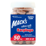 Mack's Ultra Soft Foam Earplugs, 50 Pair - 33dB Highest NRR, Comfortable Ear Plugs for Sleeping, Snoring, Travel, Concerts, Studying, Loud Noise, Work | Made in USA