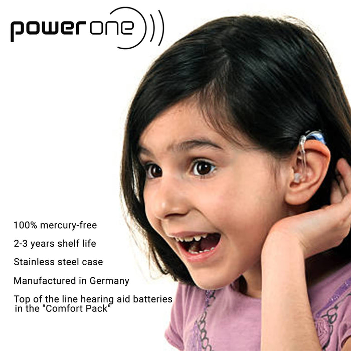 Power One Size 312 Zinc Air Hearing Aid Batteries No Mercury (42 batteries)