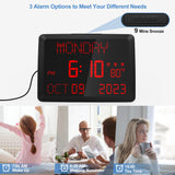 Raynic Digital Clock, 11.5" Large Display Digital Wall Clock,Adjustable Brightness Calendar Clock with Day and Date, Indoor Temperature, Snooze,12/24H, DST for Home, Office, Elderly