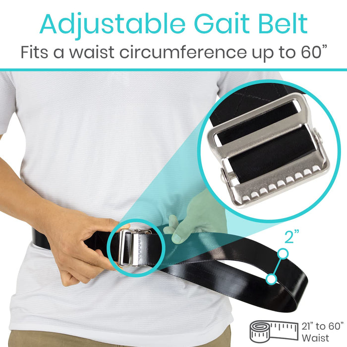 Vive Transfer Gait Belt (60"x2") - Assist Device with Quick Release Metal Buckle - Easy to Clean Wipeable and Waterproof- Medical Supply for Seniors, Elderly and Bariatric- Physical Therapy and Nurses