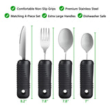 YPC Adaptive Utensils,Easy Grip Silverware,Built Up Bendable Fork,Teaspoon,Tablespoon and Knife for Tremors,Adults,Elderly,Arthritis and Parkinsons,4 Piece Set