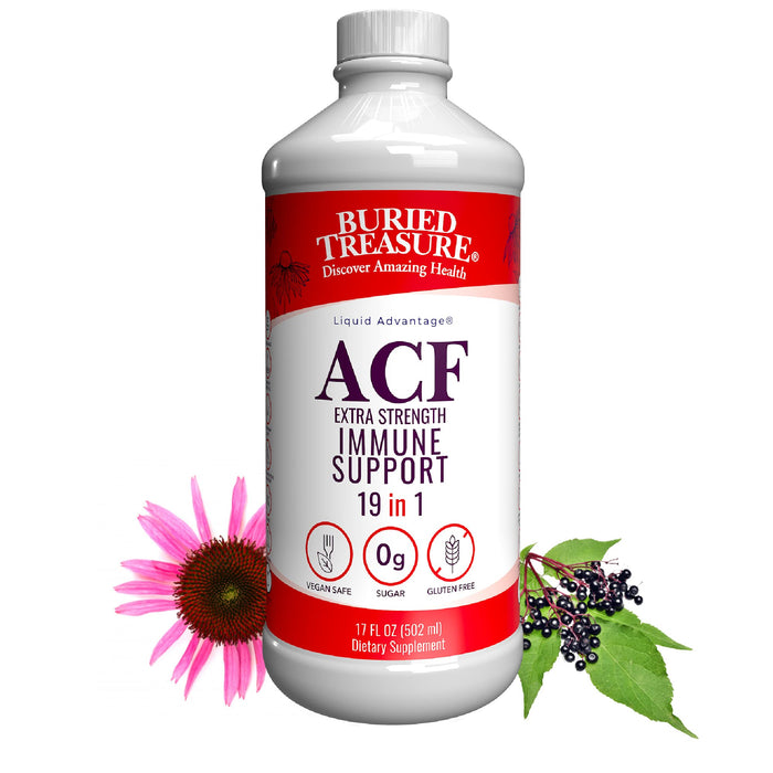 Buried Treasure ACF Extra Strength Immune Support, 17oz. 19 Vitamins and Herbs, Dietary Immunity Boost Supplement