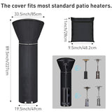 Patio Heater Covers with Reflective Strip,Outdoor Heater Cover Waterproof,Dustproof,Wind-Resistant,Sunlight-Resistant,Snow-Resistant,Black,89.5''x 33.5" Dome x 19.5" Base