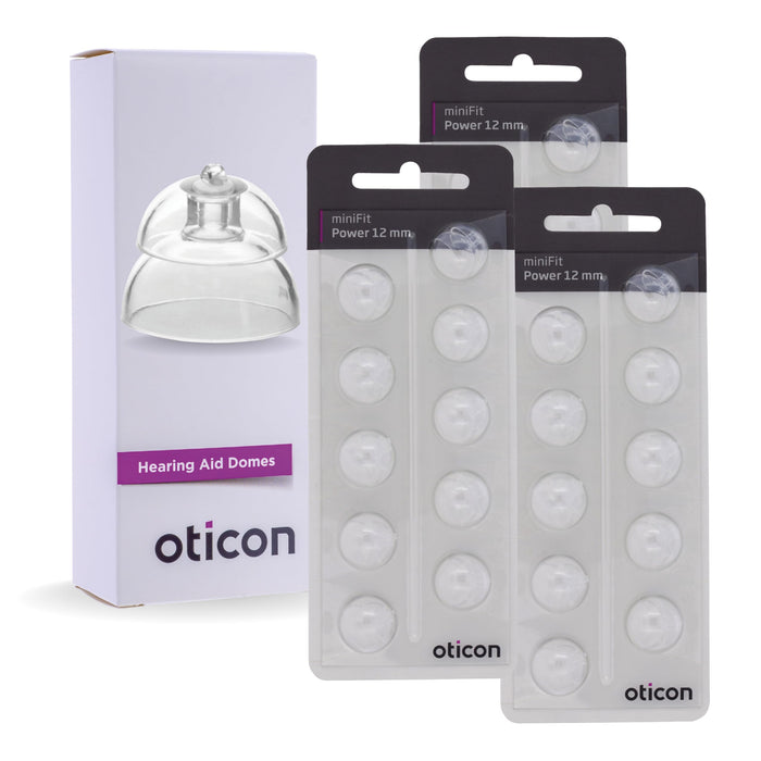 Genuine Oticon Hearing Aid Domes Minifit Power 12mm (0.47 inches - XLarge), Oticon Branded OEM Denmark Replacements, Authentic Accessories for Optimal Performance -3 Pack/30 Domes Total