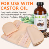 Castor Oil Pack for Waist, Chest and Thyroid Neck, 4 Pack Reusable Cotton Organic Castor Oil Pack for Liver Detox with Adjustable Elastic Strap and Zipper, Anti Oil Leak Essential Oil Pack