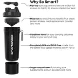 Smartshake Slim 4-Pack Protein Shaker Bottle 400 ml | 13.5 oz – Storage Included - Leakproof Screw-on Lid - BPA Free – Unisex - (Black, White, Stormy Gray, Cotton pink)