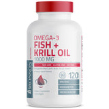 Bronson Omega-3 Fish + Krill Oil 1000 MG EPA DHA Astaxanthin Premium Blend - Joint, Brain & Eye Health - Non GMO, Heavy Metal Tested, 120 Softgels