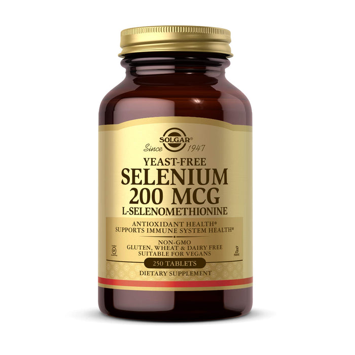 Solgar Yeast-Free Selenium 200 mcg, 250 Tablets - Supports Antioxidant & Immune System Health - Non-GMO, Vegan, Gluten Free, Dairy Free, Kosher - 250 Servings