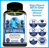 Potent Garden Mega Mineral Supplement Complete Mineral Complex with Calcium Magnesium Zinc Potassium Boron Selenium Chromium & 72 Trace Minerals Iron Free Calcium Supplement -100 Pills