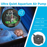 hygger Ultra Silent 1.5W Fish Bowl Aqaurium Mini Air Pump with Accessories, Oxygen Aerator Kit for Fish Tank 0.5-15 Gallon, Comes with 3/16 Inch Air Tubing, Air Stone, AC 110V/60HZ, Power Cord 3.6ft