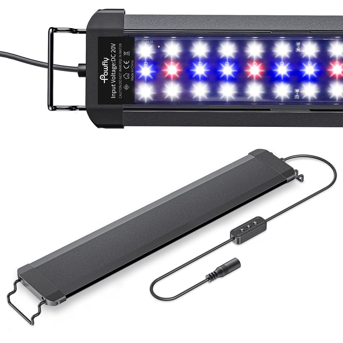 Pawfly Aquarium LED Light for 18 to 24 Inch Fish Tanks Extendable Fish Tank Light with Full Spectrum Brilliant White Blue Red Lights with Daytime & Night Modes and Adjustable Brightness