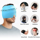 iTHERAU Migraine Ice Head Wrap-Headache Relief Hat, Migraine Relief Cap, Cold Therapy Headache Relief Cap for Migraine Eyes Mask Blue Headache Ice Pack for Puffy Eyes, Tension, Sinus & Stress Relief