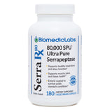 Serra-RX 80,000 SU Serrapeptase - Enteric Coated Proteolytic Systemic Enzyme, Non-GMO, Gluten Free, Vegan, Supports Sinus & Lung Health, 180 Veg Capsules