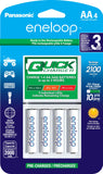 Panasonic K-KJ55MCA4BA Advanced Individual Battery 3 Hour Quick Charger with 4 AA eneloop Rechargeable Batteries, White