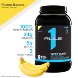Rule 1 R1 Whey Blend, Frozen Banana - 1.93 lbs Powder - 24g Whey Concentrates, Isolates & Hydrolysates with Naturally Occurring EAAs & BCAAs - 27 Servings