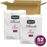 Depend Silhouette Adult Incontinence and Postpartum Underwear for Women, Large, Maximum Absorbency, Pink, 52 Count (2 Packs of 26), Packaging May Vary