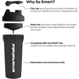 Smartshake Lite 4-Pack Protein Shaker Bottle 600 ml | 20 oz - Leakproof Screw-on Lid - BPA Free – Unisex - Mist Gray, Army Green, Black, Navy Blue