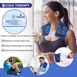 REVIX XL Neck Ice Pack for Injuries Reusable, Hot and Cold Pack for Neck and Shoulders Pain Relief, Office Neck Pressure, Sprains, Ice Gel Pack for Muscles Spasms & Inflammation, Navy
