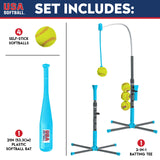 Franklin Sports Kids Teeball and Softball Batting Tee - USA Softball 2-in-1 Grow-with-Me Tee - Adjustable Youth Hitting Tee - Perfect for Teeball and Softball Training, Blue/Grey