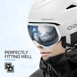 Odoland Snowboard Helmet, Ski Helmet with Ski Goggles for Adults, Durable PC Shell & EPS Foam, Safety Snow Helmets and Protective Goggles for Men Women Youth, White, S