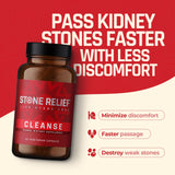 STONE RELIEF Cleanse - Pass Kidney Stones Faster with Less Discomfort - Includes Support Group Access - Organic Ingredients - No Side Effects - 60 Capsules