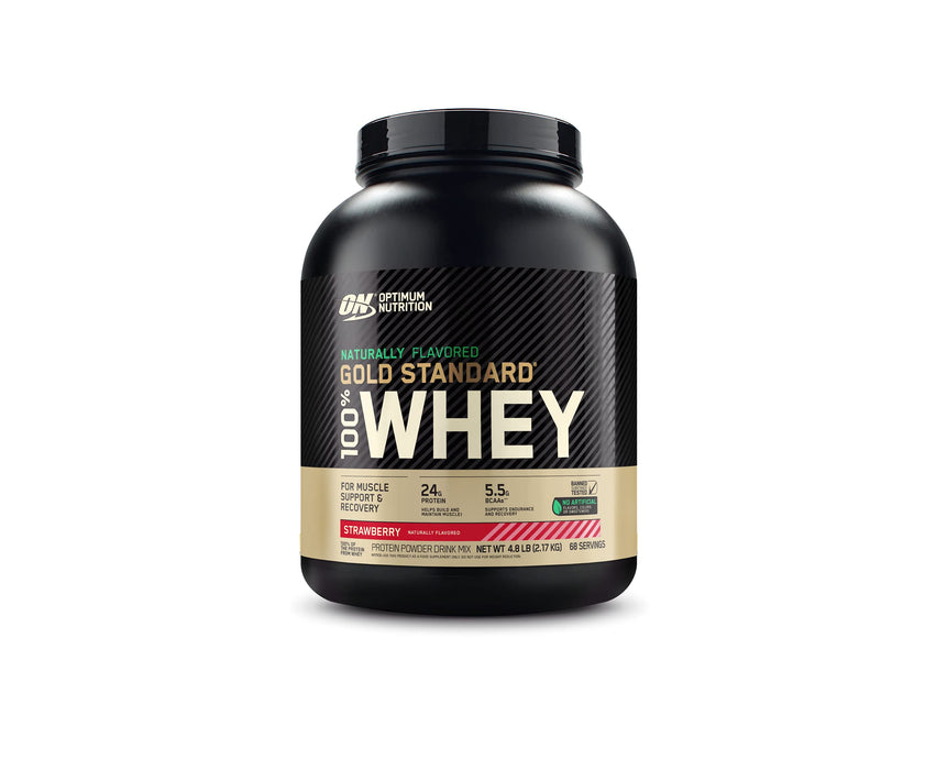 Optimum Nutrition Gold Standard 100% Whey Protein Powder, Naturally Flavored Strawberry, 4.8 Pound (Packaging May Vary)
