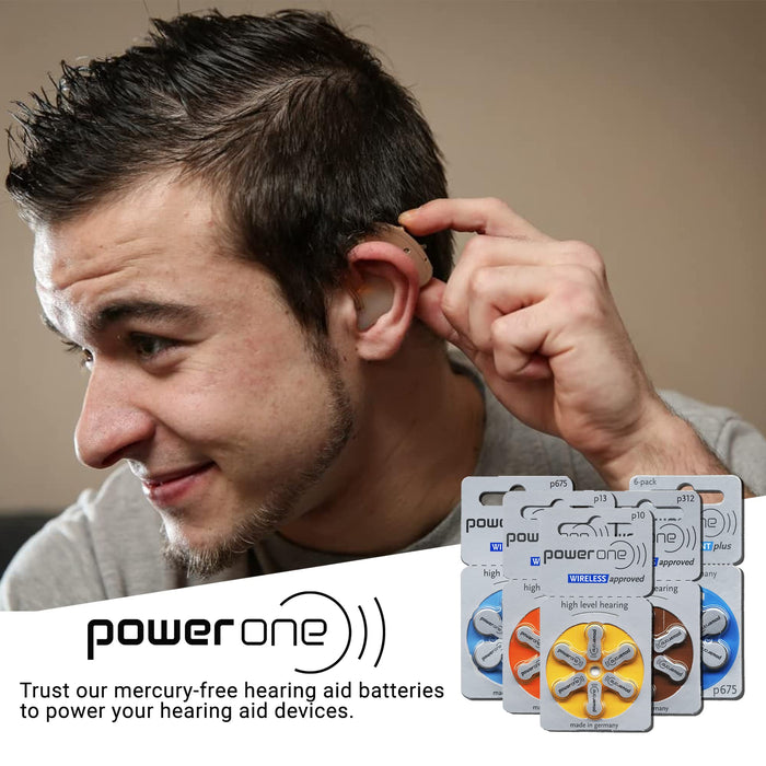 Power One Size 312 Zinc Air Hearing Aid Batteries No Mercury (42 batteries)