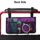 HSGEZUOQI Wheelchair Side Bag, Armrest Storage Pouch with Cup Holder and Reflective Strip for Most Wheelchairs, Walkers or Rollators (Purple)