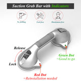 AmeriLuck 16.5inches Balance Assist Bathroom Shower Handle,Suction Bath Grab Bar with Indicators (Silver/Grey)