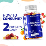 Vitamatic 2 Pack Sugar Free Probiotic Gummies for Men and Women 5 Billion CFUs - Digestive, Immune & Gut Health - Gluten Free