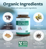 Irish Sea Moss Capsules (Non-GMO) Organic Irish Seamoss, Bladderwrack & Burdock, With BioPerine Black Pepper Extract For Extra Absorption - Raw Vegan Supplement - 60 Capsules (No Pills or Gel)