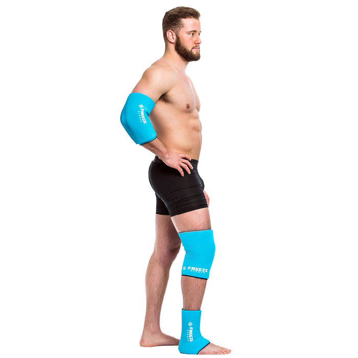 FreezeSleeve Ice & Heat Therapy Compression Sleeve- Reusable, Flexible Gel Hot/Cold Pack, 360 Coverage for Knee, Elbow, Ankle, Wrist- Turquoise, XX-Large