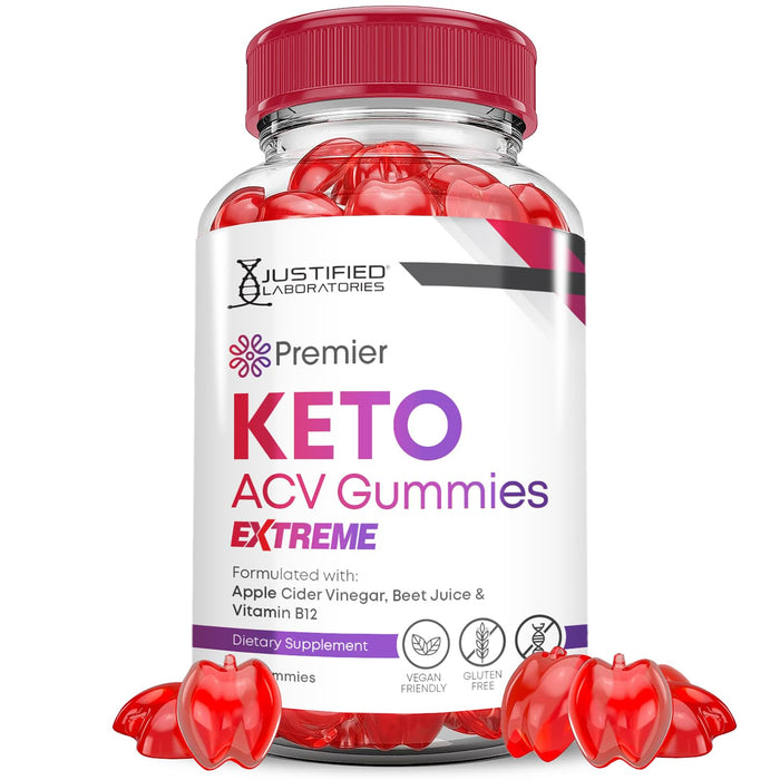 Premier Keto ACV Gummies Extreme 2000MG Premier Keto Gummies Apple Cider Vinegar Formulated with Pomegranate Beet Juice Powder B12 Vegan Non GMO 60 Gummys