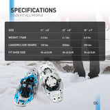 G2 21 Inches Blue Light Weight Snowshoes for Women Men Youth, Set with Trekking Poles, Tote Bag, Special EVA Padded Ratchet Binding, Heel Lift, Toe Box