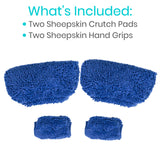 Vive Sheepskin Crutch Pads & Hand Grips for Adults, Kids, Crutches, Armpits - Accessories Knee Scooter Foot Injuries Pillow for 5ft Medical 6 feet Youth Padding Arm Underarm Folding Walking Crutches