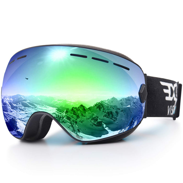 EXP VISION Snowboard Ski Goggles Men Women Youth, Anti Fog OTG Winter Snow Goggles Spherical Detachable Lens